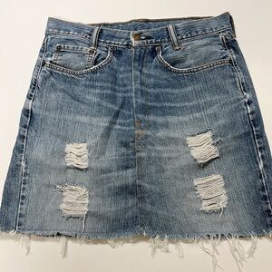 Levis Womens 501 Vintage Reworked Distressed Destroyed Denim Mini Skirt Size 31